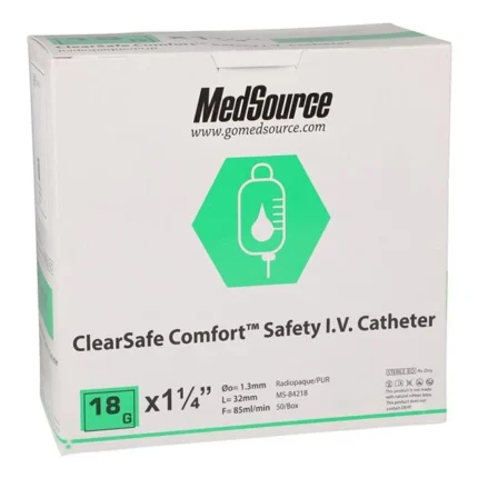 ClearSafe IV Catheter 18 Gauge 1-1/4"