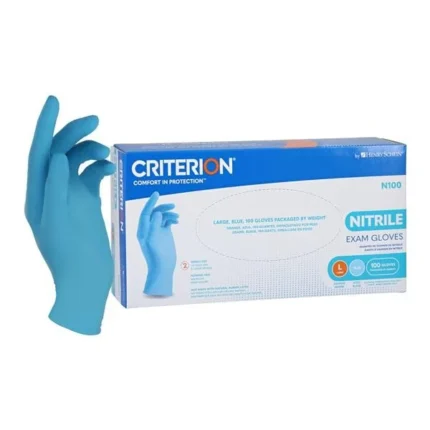 Criterion N100 Nitrile Exam Gloves Large Standard Blue Non-Sterile, 10 BX/CA