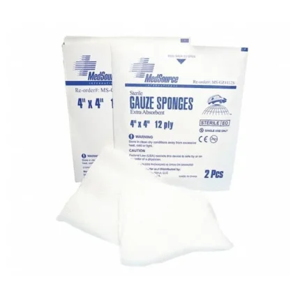 Cotton Gauze Sponge 4x4" 12 Ply Sterile, 24 BX/CA