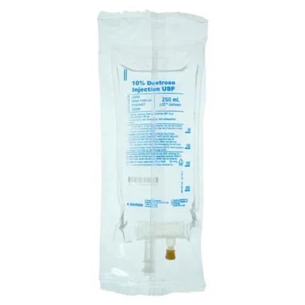 IV Injection Solution Dextrose 10%/Water 250mL Excel IV Bag Container Ea
