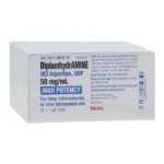 Diphenhydramine HCl Injection 50mg/mL SDV 1mL 25/Package, 40 BX/CA