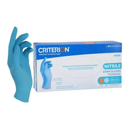 Criterion N100 Nitrile Exam Gloves Medium Standard Blue Non-Sterile, 10 BX/CA