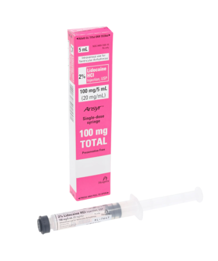 Lidocaine HCl Injection 2% PF Cardiac Use Ansyr Syringe 5mL